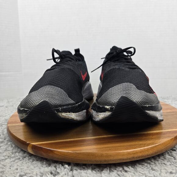 Nike Mens 12 Air Zoom Tempo Next% Flyknit Black Flash Crimson Road Running Shoe - Picture 4 of 12